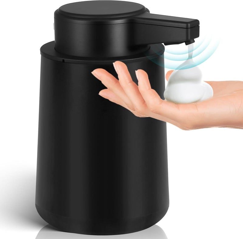 Phneems Automatic Soap Dispenser Foaming Touchless: 9oz Plastic Black Modern Rechargeable Electric Auto Foam Soap Dispenser - Bathroom Kitchen Hand Dish Lotion - Image 1